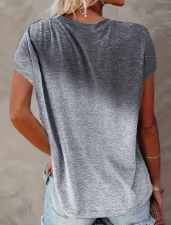 Women's T Shirt Casual Print Short Sleeve Regular Tops Daily Purple Green Gray Summer