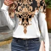 Women's T Shirt Casual Print Regular Tops Daily Black White Dusty Rose Purple Spring Fall