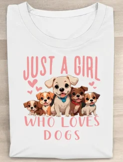 Women's T Shirt Cotton Shirt Letter Casual Short Sleeve Round Neck Regular Tops Daily Print White Summer