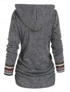 Women's T Shirt Fashion Modern Casual Long Sleeve Regular Tops Crew Neck Daily Weekend Wine Blue Green Gray Spring Fall