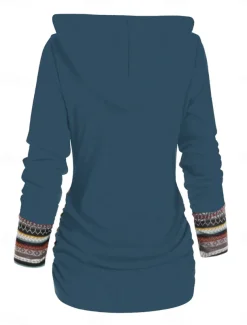 Women's T Shirt Fashion Modern Casual Long Sleeve Regular Tops Crew Neck Daily Weekend Wine Blue Green Gray Spring Fall