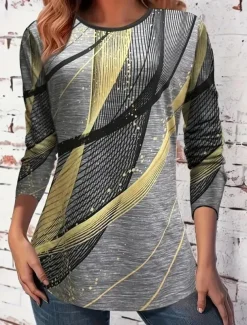 Women's T Shirt Floral Casual Short Sleeve Long Tops Daily Print Dark Gray Summer