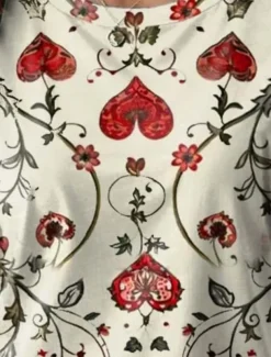 Women's T Shirt Floral Casual Short Sleeve Round Neck Regular Tops Daily Print off-white Summer