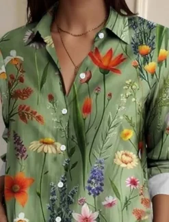 Women's T Shirt Floral Elegant Vintage Daily T Regular Tops Work Daily s Print Grass Green Spring