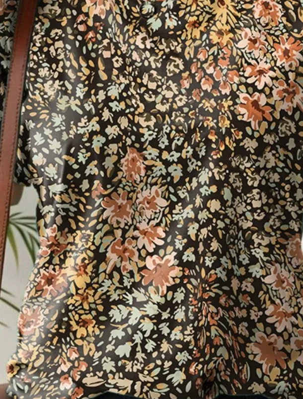 Women's T Shirt Floral Stylish Casual Short Sleeve Crew Neck Regular Tops Daily Print Khaki Summer