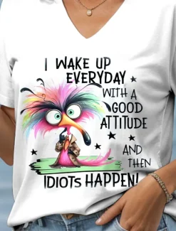 Women's T Shirt Graphic Animal Letter Vintage Stylish Ethnic Short Sleeve V Neck Regular Tops Daily Going out Beach Wear Print White Sky Blue Violet Summer Spring