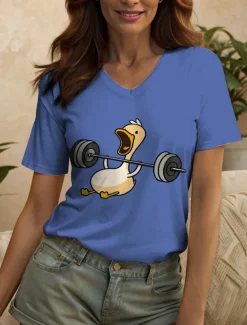 Women's T Shirt Graphic Animal Vintage Stylish Classic Short Sleeve V Neck Regular Tops Daily Print Black White Red Blue Purple Summer Spring