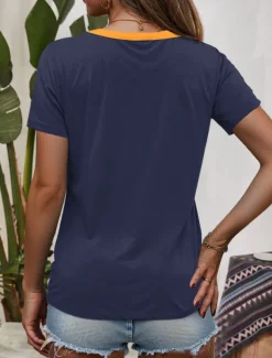 Women's T Shirt Graphic Letter Casual Short Sleeve Round Neck Regular Tops Daily Weekend Print Black Royal Blue Blue Green Summer Spring