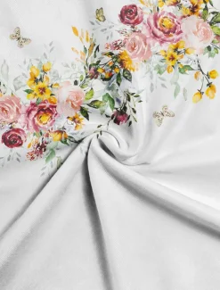 Women's T shirt Long Sleeve Basic Floral Print Long Sleeve Regular Tops Round Neck Holiday Weekend White Pink Red Navy Blue Blue Fall & Winter Prefall