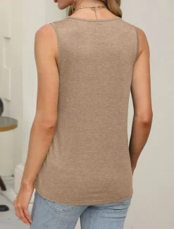 Women's T Shirt Plain Fashion Modern Casual Sleeveless Crew Neck Regular Tops Daily Weekend Blue Dark Green Green Khaki Summer