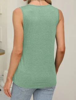 Women's T Shirt Plain Fashion Modern Casual Sleeveless Crew Neck Regular Tops Daily Weekend Blue Dark Green Green Khaki Summer