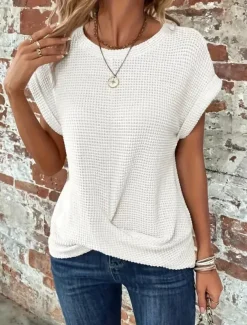 Women's T Shirt Plain Fashion Stylish Classic Short Sleeve Crew Neck Regular Tops Daily Weekend Black White Wine Purple Green Summer