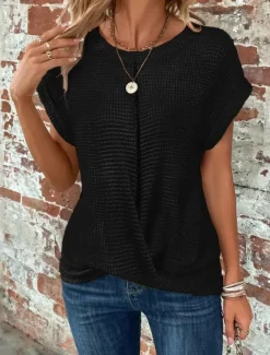 Women's T Shirt Plain Fashion Stylish Classic Short Sleeve Crew Neck Regular Tops Daily Weekend Black White Wine Purple Green Summer