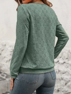 Women's T Shirt Plain Fashion Modern Casual Long Sleeve Crew Neck Regular Tops Daily Weekend White Red Green Fall Winter