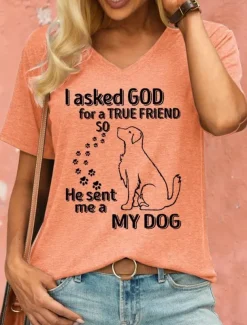 Women's T Shirt Retired Graphic Letter Vintage Stylish Classic Short Sleeve V Neck Regular Tops Daily Weekend Print Black Blue Purple Orange Green Summer Spring GOD