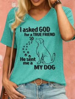 Women's T Shirt Retired Graphic Letter Vintage Stylish Classic Short Sleeve V Neck Regular Tops Daily Weekend Print Black Blue Purple Orange Green Summer Spring GOD