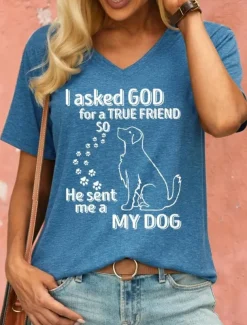 Women's T Shirt Retired Graphic Letter Vintage Stylish Classic Short Sleeve V Neck Regular Tops Daily Weekend Print Black Blue Purple Orange Green Summer Spring GOD