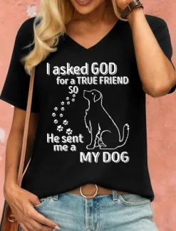 Women's T Shirt Retired Graphic Letter Vintage Stylish Classic Short Sleeve V Neck Regular Tops Daily Weekend Print Black Blue Purple Orange Green Summer Spring GOD