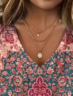 Women's T Shirt V Neck Long Sleeve Tunic Floral Vintage Elegant Vintage Regular Tops Daily Print Red Spring Fall