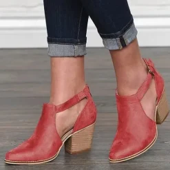 Women's Tan Suede Cut-Out Ankle Boots with Block Heels - Perfect for Casual Outings, Spring and Fall Fashion, and Stylish Everyday Wear