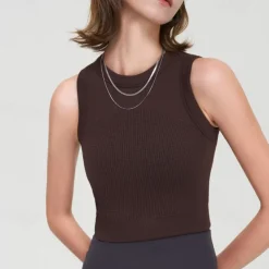 Women's Tank Top Crew Neck Lightweight Comfortable Breathable Sporty Sleeveless Light Support Sports Solid Color Sports Bra Tank Top For Gym Workout Running Fitness Slim Activewear