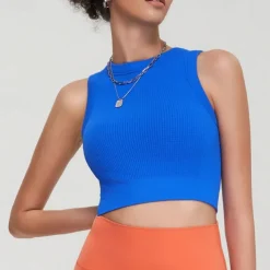 Women's Tank Top Crew Neck Lightweight Comfortable Breathable Sporty Sleeveless Light Support Sports Solid Color Sports Bra Tank Top For Gym Workout Running Fitness Slim Activewear