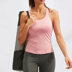 Women's Tank Top Crew Neck Quick Dry Lightweight Comfortable Sporty Sleeveless Light Support Sports Solid Color Vest / Gilet Tank Top For Gym Workout Running Fitness Slim Activewear