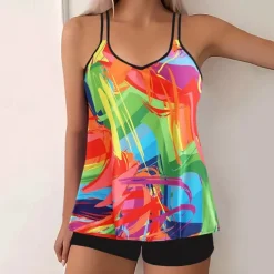 Women's Tankini Two Piece Swimsuit Racerback Swimwear Swimwear Sky Blue Purple Breathable Quick Dry Lightweight Sleeveless - Swimming Surfing Beach Summer Spring