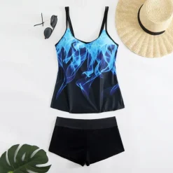 Women's Tankini Two Piece Swimsuit Racerback Swimwear Swimwear Sky Blue Purple Breathable Quick Dry Lightweight Sleeveless - Swimming Surfing Beach Summer Spring