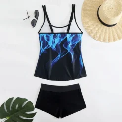 Women's Tankini Two Piece Swimsuit Racerback Swimwear Swimwear Sky Blue Purple Breathable Quick Dry Lightweight Sleeveless - Swimming Surfing Beach Summer Spring