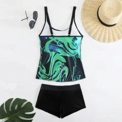 Women's Tankini Two Piece Swimsuit Racerback Swimwear Swimwear Sky Blue Purple Breathable Quick Dry Lightweight Sleeveless - Swimming Surfing Beach Summer Spring