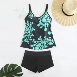 Women's Tankini Two Piece Swimsuit Racerback Swimwear Swimwear Sky Blue Purple Breathable Quick Dry Lightweight Sleeveless - Swimming Surfing Beach Summer Spring