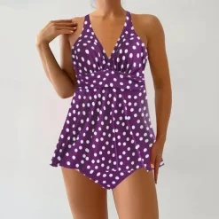 Women's Tankini Two Piece Swimsuit Criss Cross Swimwear Spot Swimwear Black Blue Breathable Quick Dry Lightweight Sleeveless - Swimming Surfing Beach Summer Spring Plus Size