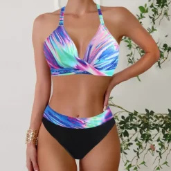 Women's Tankini Two Piece Swimsuit V Neck Racerback Swimwear Swimwear Pink Blue Breathable Quick Dry Lightweight Sleeveless - Swimming Surfing Beach Summer Spring