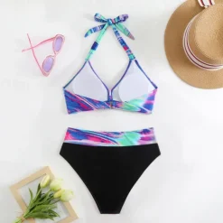 Women's Tankini Two Piece Swimsuit V Neck Racerback Swimwear Swimwear Pink Blue Breathable Quick Dry Lightweight Sleeveless - Swimming Surfing Beach Summer Spring