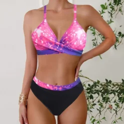 Women's Tankini Two Piece Swimsuit V Neck Racerback Swimwear Swimwear Pink Blue Breathable Quick Dry Lightweight Sleeveless - Swimming Surfing Beach Summer Spring