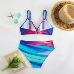 Women's Tankini Two Piece Swimsuit V Neck Racerback Swimwear Swimwear Pink Blue Breathable Quick Dry Lightweight Sleeveless - Swimming Surfing Beach Summer Spring