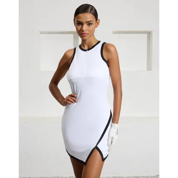 Women's Tennis Dress Golf Dress White Sleeveless Dress Ladies Golf Attire Clothes Outfits Wear Apparel