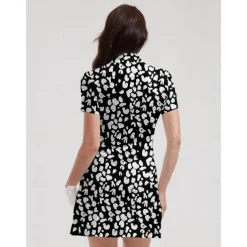 Women's Tennis Dress Golf Dress Black Short Sleeve Dress Ladies Golf Attire Clothes Outfits Wear Apparel