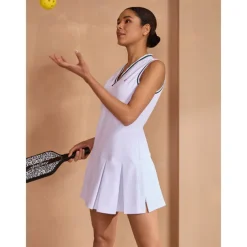 Women's Tennis Dress White Sleeveless Dress Ladies Golf Attire Clothes Outfits Wear Apparel