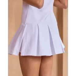 Women's Tennis Dress White Sleeveless Dress Ladies Golf Attire Clothes Outfits Wear Apparel