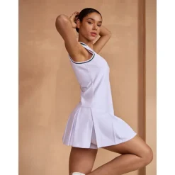 Women's Tennis Dress White Sleeveless Dress Ladies Golf Attire Clothes Outfits Wear Apparel