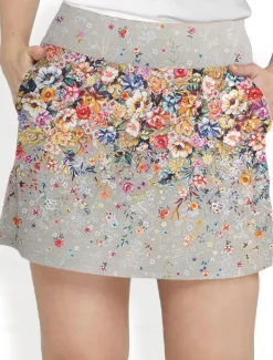 Women's Tennis Skirts Golf Skirts 16inch Pickleball Grey Bottoms Floral Ladies Golf Attire Clothes Outfits Wear Apparel