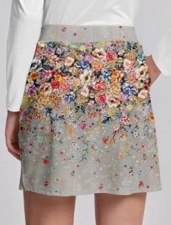 Women's Tennis Skirts Golf Skirts 16inch Pickleball Grey Bottoms Floral Ladies Golf Attire Clothes Outfits Wear Apparel