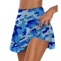 Women's Tennis Skirts Golf Skirts Yoga Shorts Sun Protection High Waist Yoga Fitness Skort Bottoms Camo / Camouflage Pink Red Blue Spandex Summer Sports Activewear Stretchy Slim