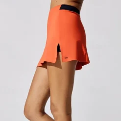 Women's Tennis Skirts Golf Skirts Yoga Skirt 2 in 1 Tummy Control Butt Lift High Waist Yoga Fitness Gym Workout Skort Bottoms Color Block White Orange Spandex Sports Activewear Stretchy Skinny