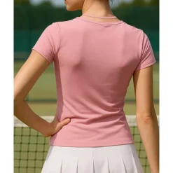 Women's Tennis Top Tennis T Shirt Short Sleeves Ruched Breathable Moisture Wicking Sweat-Wicking Yoga Tennis Golf Solid Colored Black Pink Blue Tennis Clothing
