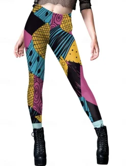 Women's Tights Leggings Anti Chafing Shorts Punk Casual Full Length High WaistPantsHalloween Graphic Printing High Cut Comfort Breathable High Elasticity Daily Holiday Festival Black Royal Blue Blue