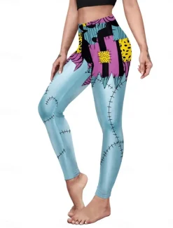 Women's Tights Leggings Anti Chafing Shorts Punk Casual Full Length High WaistPantsHalloween Graphic Printing High Cut Comfort Breathable High Elasticity Daily Holiday Festival Black Royal Blue Blue