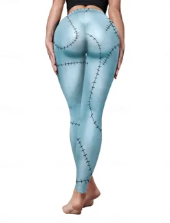 Women's Tights Leggings Anti Chafing Shorts Punk Casual Full Length High WaistPantsHalloween Graphic Printing High Cut Comfort Breathable High Elasticity Daily Holiday Festival Black Royal Blue Blue